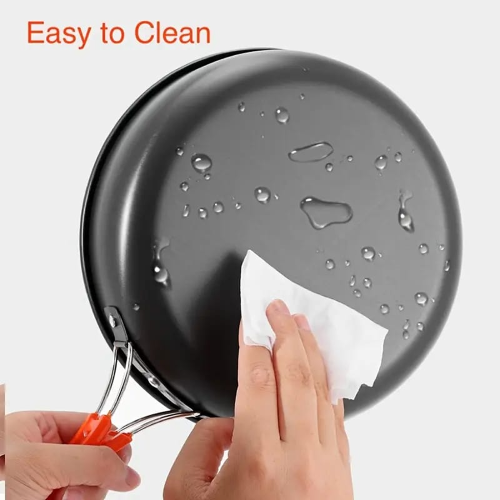 Hard Alumina Camping Cookware Set – Portable Pot, Frying Pan &amp;amp; Tea Kettle with Mesh Carry Bag