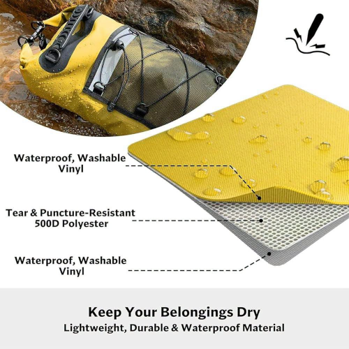 Heavy-Duty Waterproof Roll-Top Dry Bag Backpack with Front Bungee Mesh Pocket