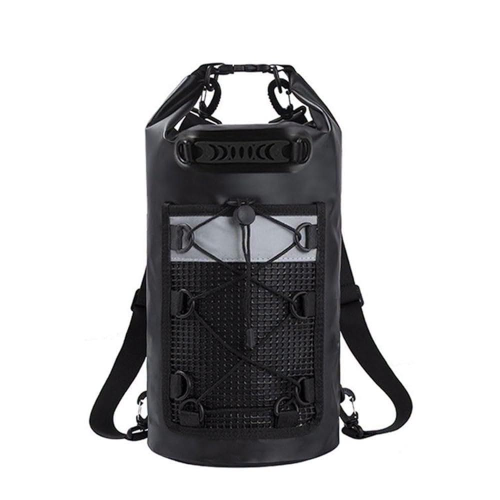 Heavy-Duty Waterproof Roll-Top Dry Bag Backpack with Front Bungee Mesh Pocket