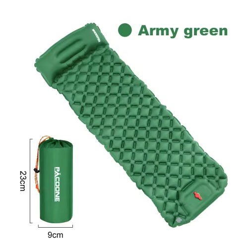 PACOONE Ultralight Inflatable Camping Sleeping Pad with Pillow