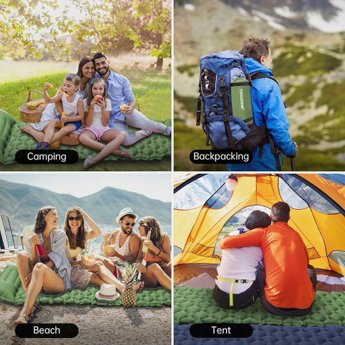 PACOONE Ultralight Inflatable Camping Sleeping Pad with Pillow